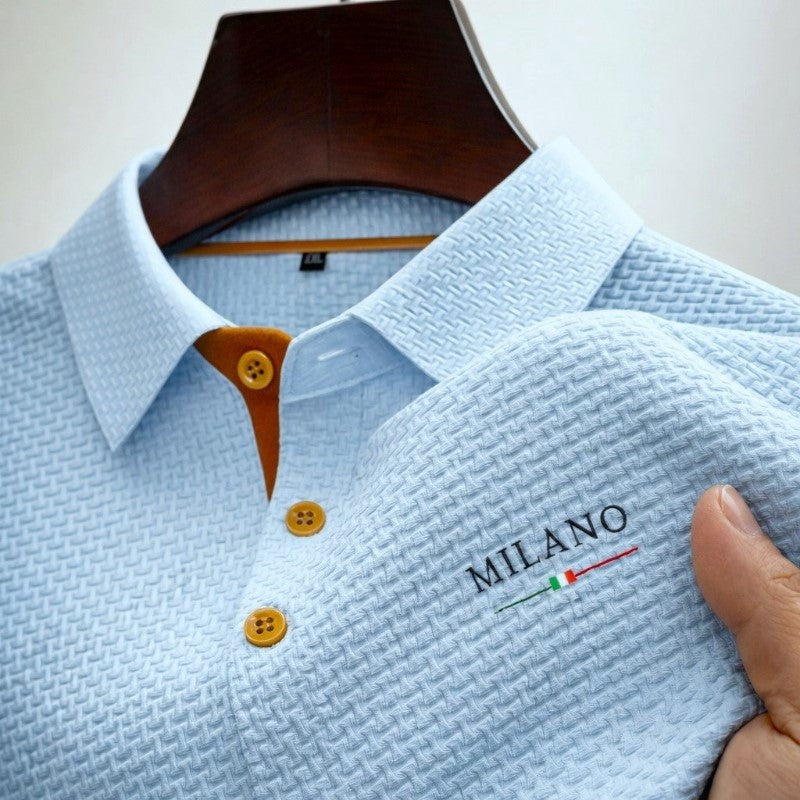 Tomás | Polo Texturizado Hombre Manga Larga Botones Contraste