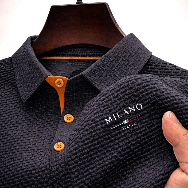 Tomás | Polo Texturizado Hombre Manga Larga Botones Contraste
