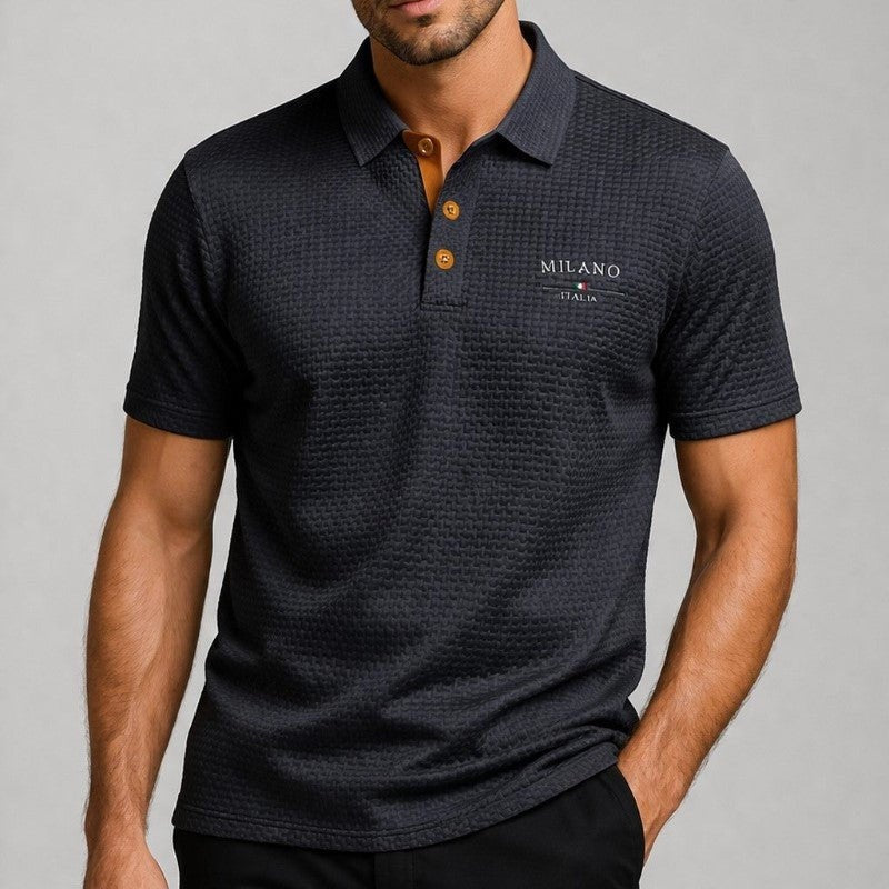 Tomás | Polo Texturizado Hombre Manga Larga Botones Contraste