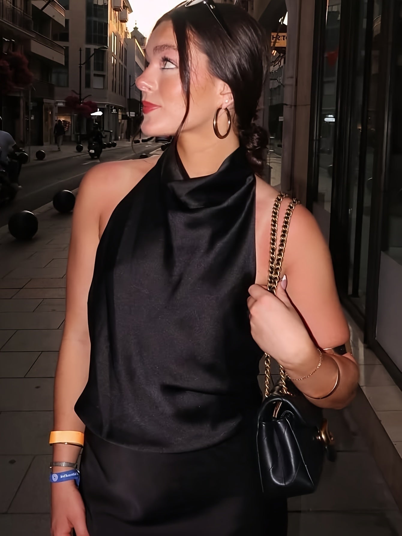 Top Halter con Espalda Descubierta Mujer Cuello Alto