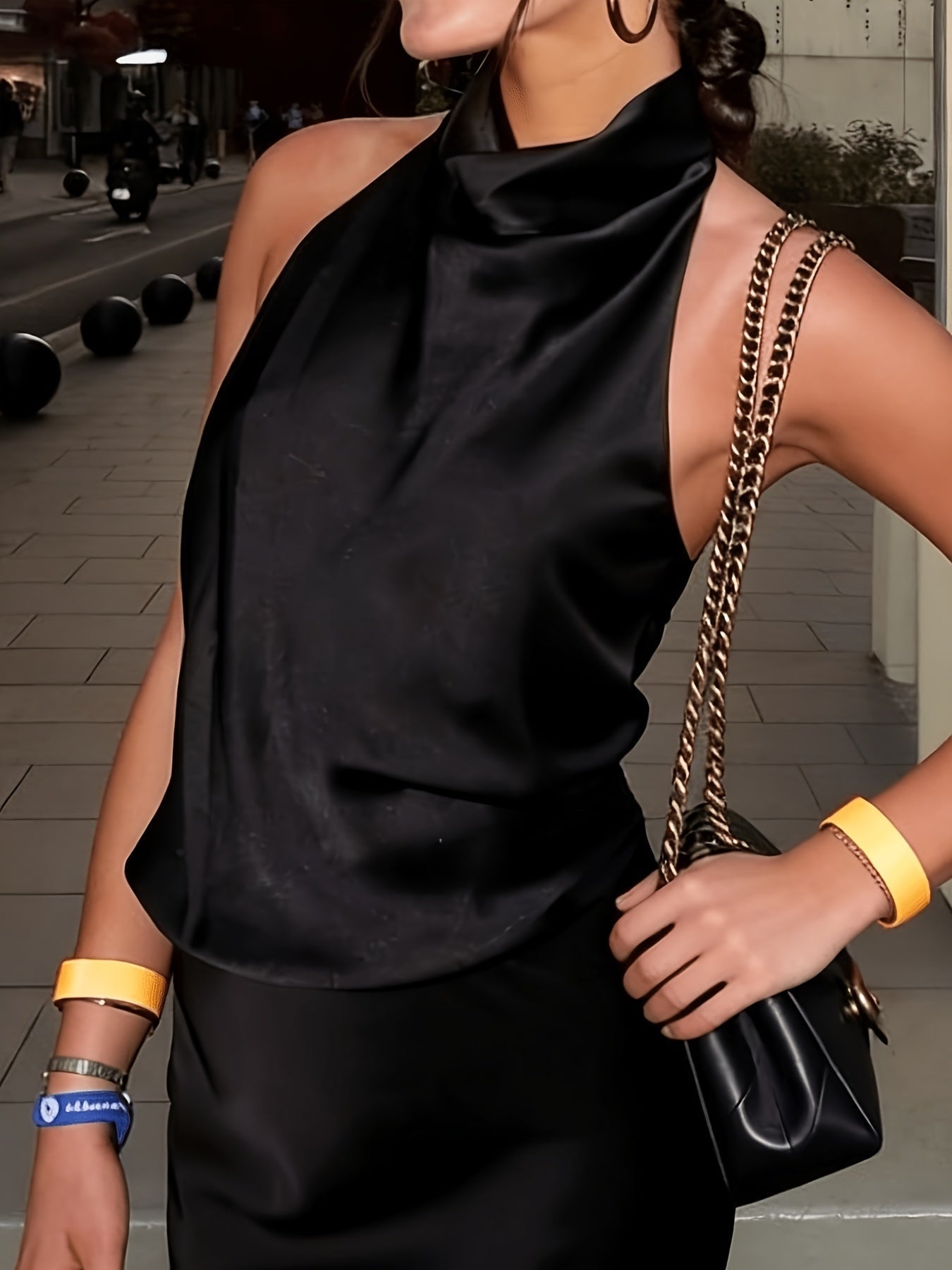 Top Halter con Espalda Descubierta Mujer Cuello Alto
