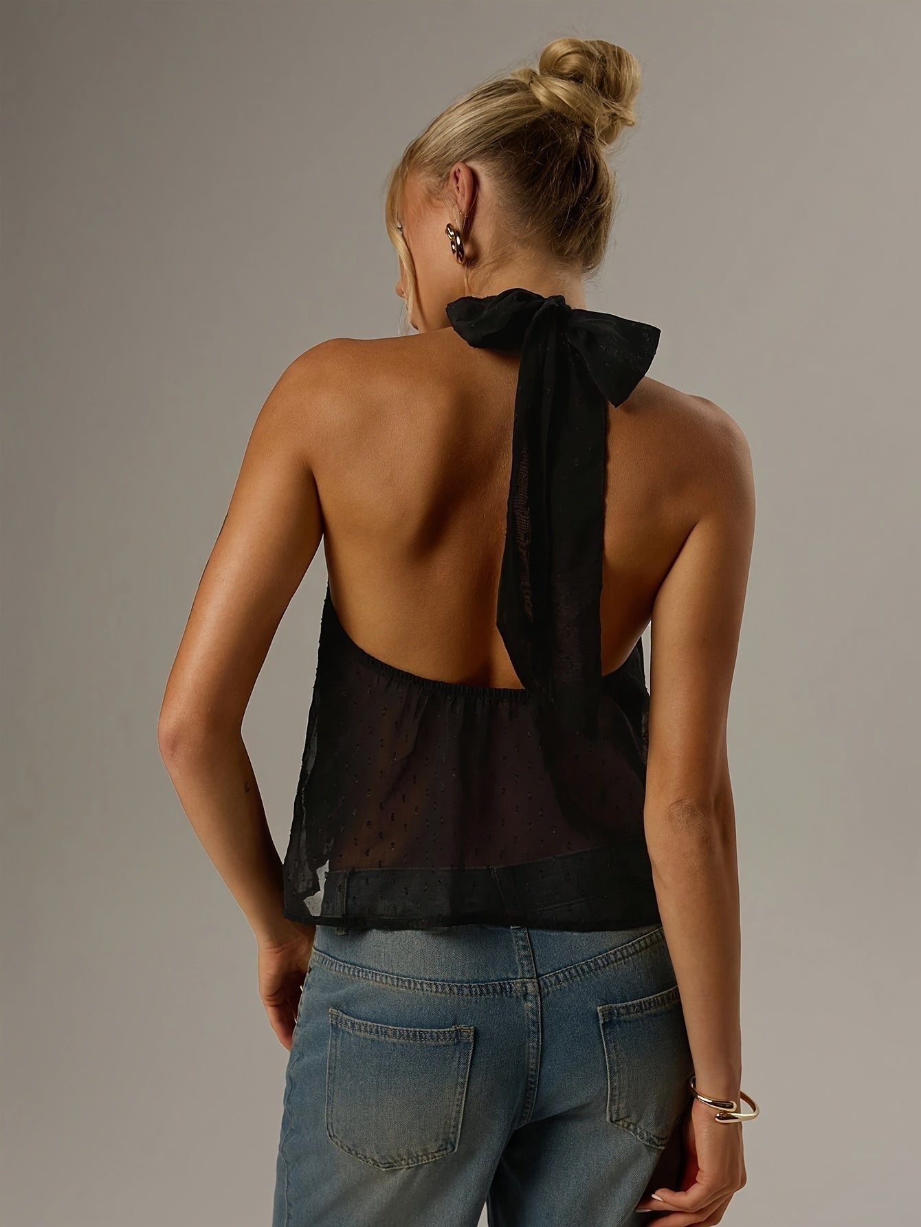 Top Halter Sin Mangas Mujer Cuello Anudado