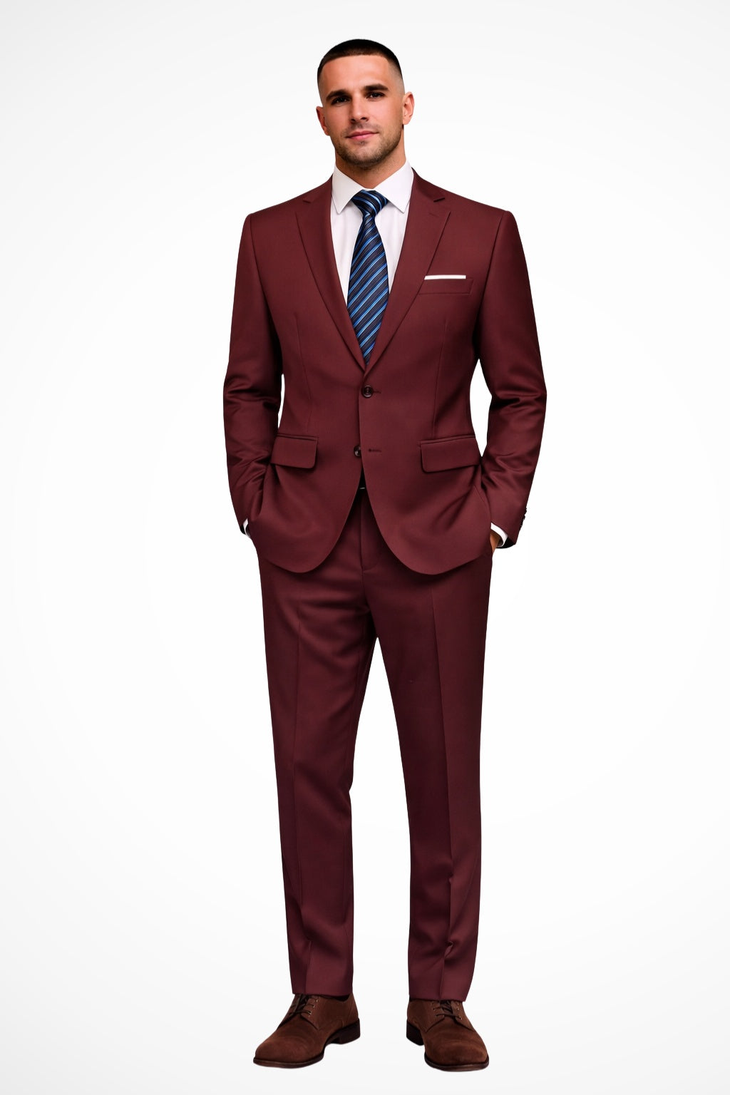 Traje de Dos Piezas Ajustado Hombre Solapa de Muesca