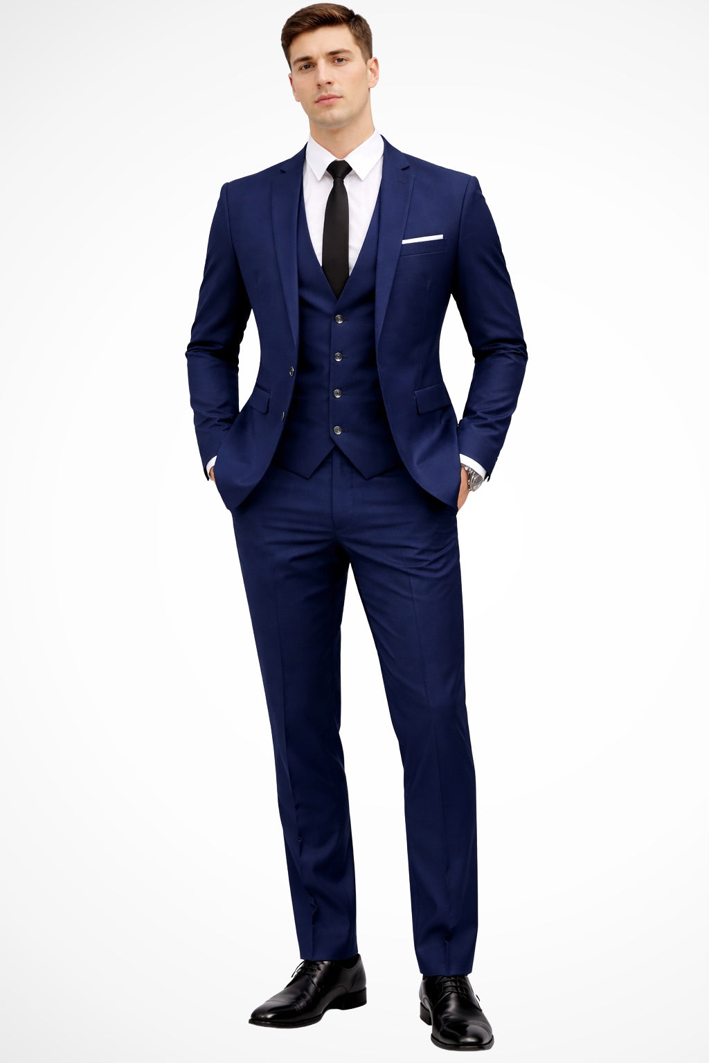Traje de Tres Piezas de Solapa Notch Hombre Slim Fit