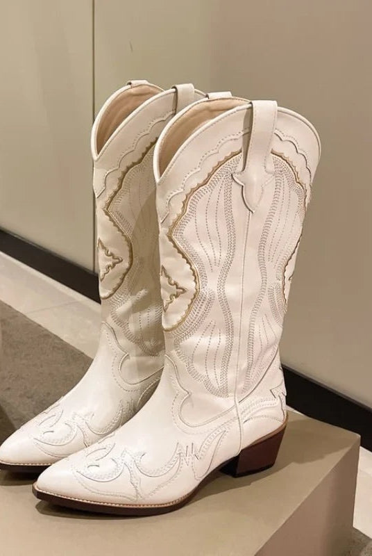 Triana | Cowboy Boots Bordadas Mujer Caña Alta Tacón Cuadrado