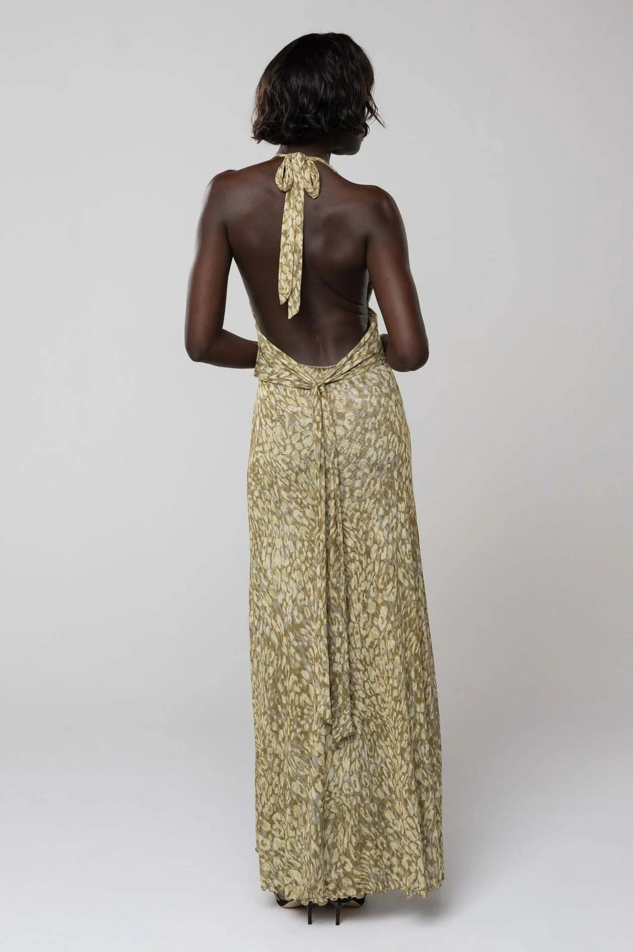 Triana | Vestido Largo de Lunares Mujer Halter Escote V Profundo