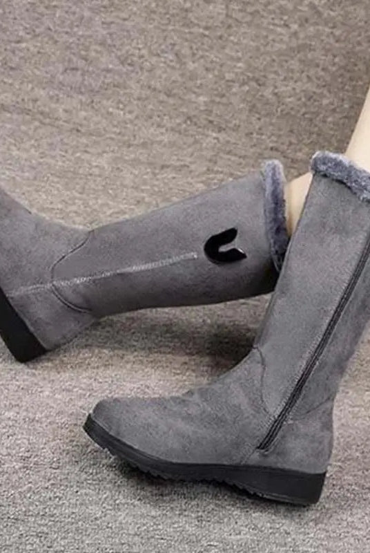 Valeria | Botas Planas de Ante Mujer Forro Interior Caña Media
