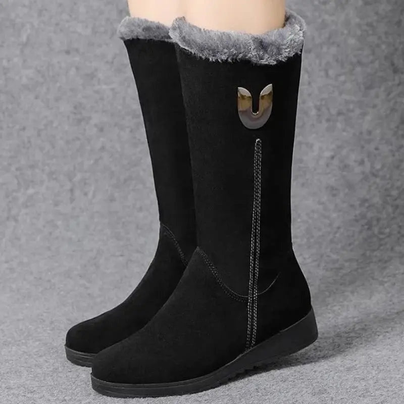 Valeria | Botas Planas de Ante Mujer Forro Interior Caña Media