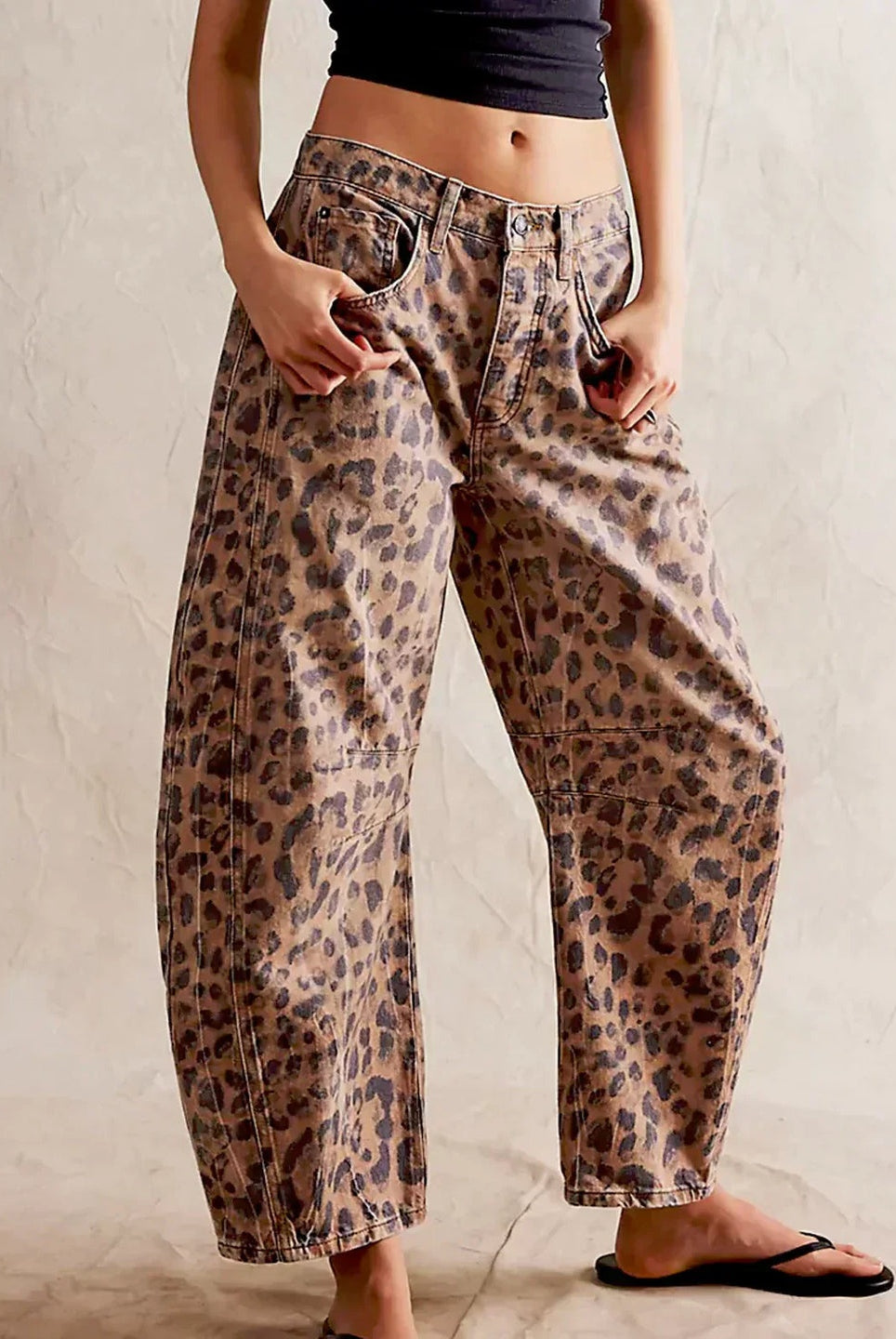 Vaqueros Wide Leg Estampado Animal Mujer