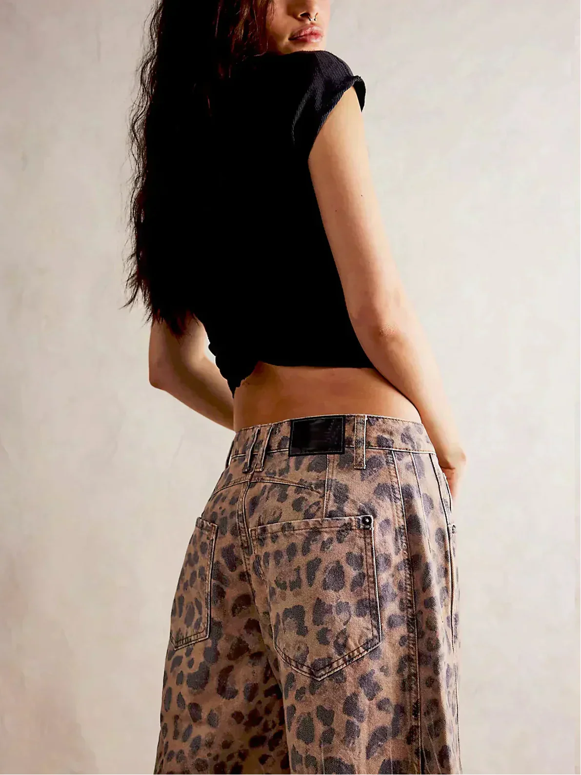 Vaqueros Wide Leg Estampado Animal Mujer