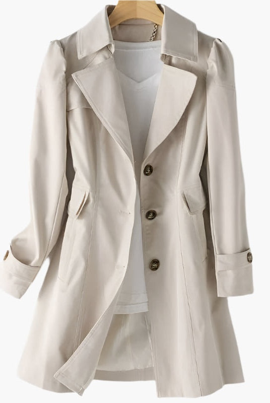 Vega | Trench Coat Largo Mujer Botones Solapa