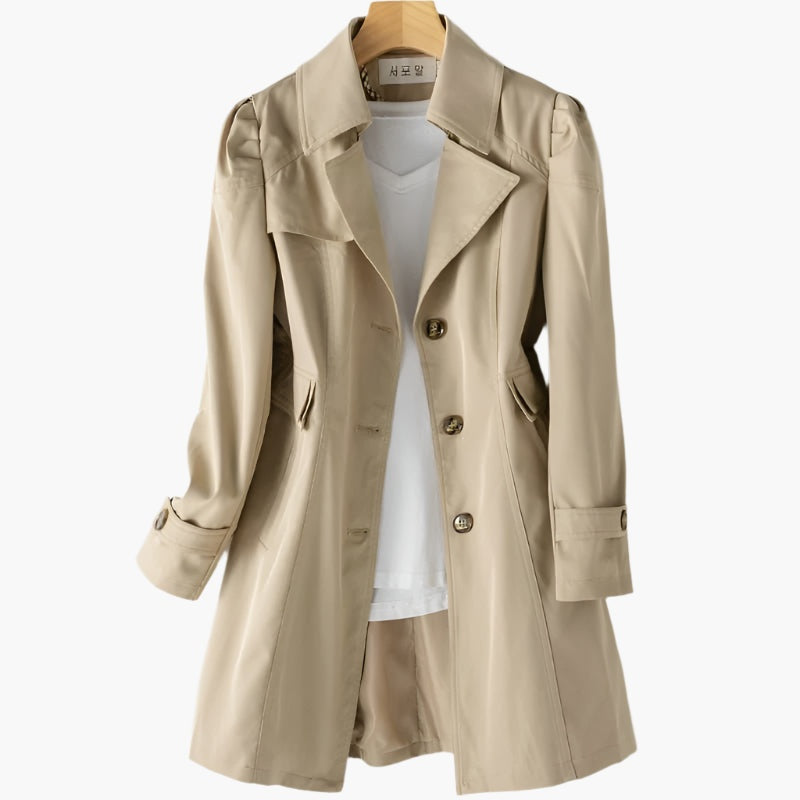 Vega | Trench Coat Largo Mujer Botones Solapa