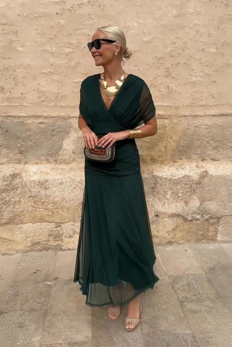 Vega | Vestido Largo de Gala Mujer Escote V Chifón