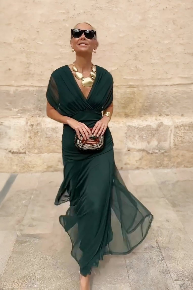 Vega | Vestido Largo de Gala Mujer Escote V Chifón