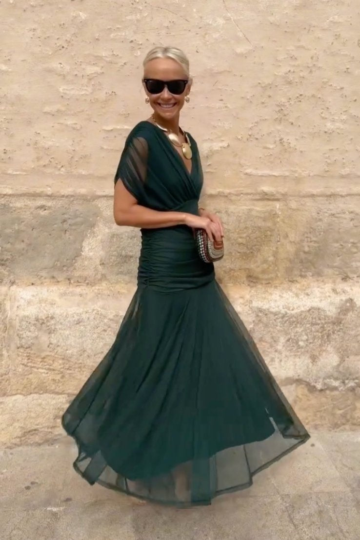 Vega | Vestido Largo de Gala Mujer Escote V Chifón