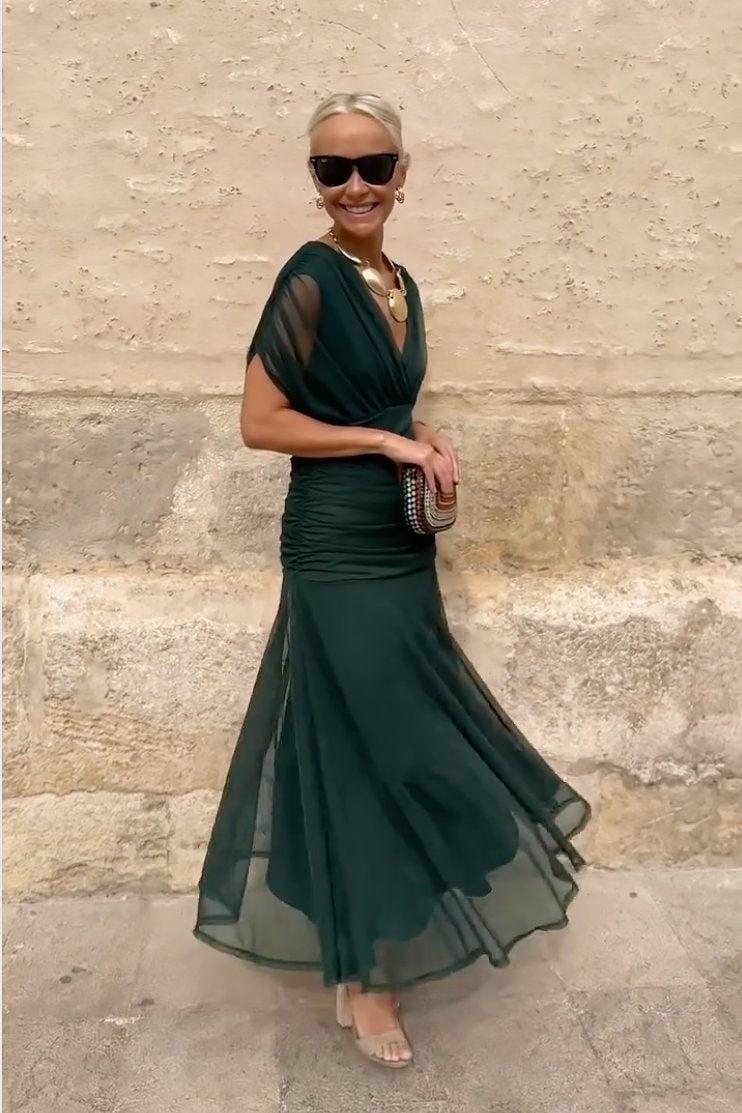 Vega | Vestido Largo de Gala Mujer Escote V Chifón