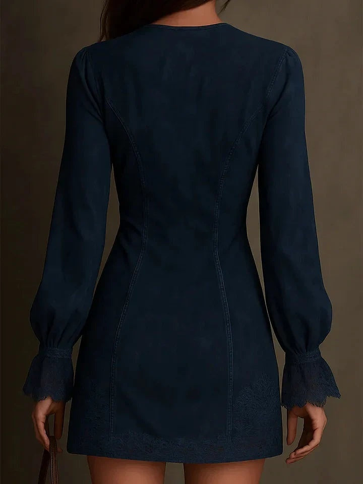 Vestido Corto de Cóctel Mujer Encaje Cremallera