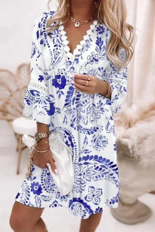 Vestido Corto de Cóctel Mujer Escote V Encaje