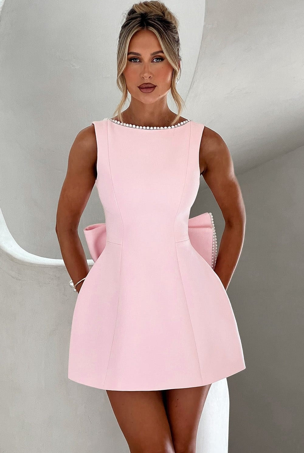 Vestido Corto de Cóctel Mujer Sin Mangas Escote Redondo
