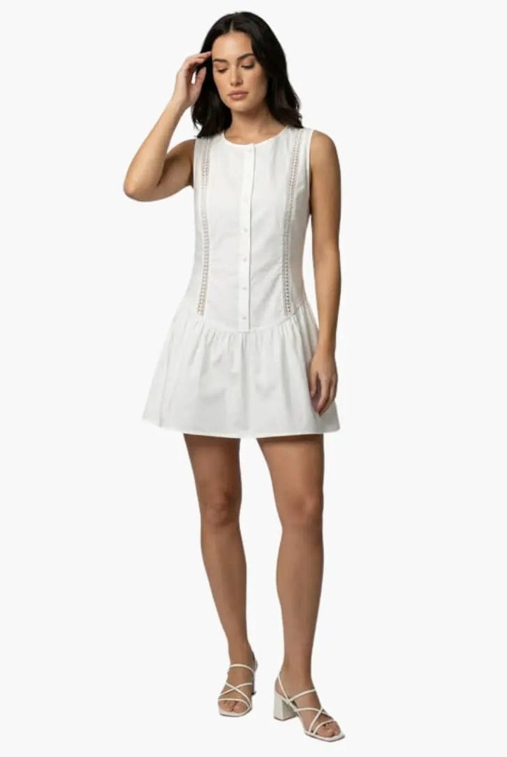 Vestido Corto de Fiesta Mujer Sin Mangas Encaje