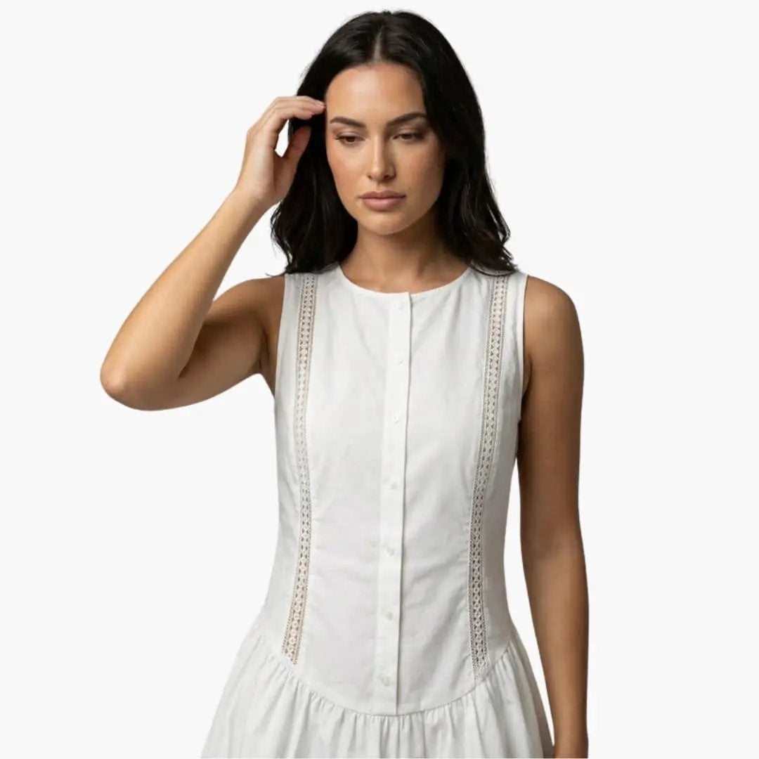 Vestido Corto de Fiesta Mujer Sin Mangas Encaje