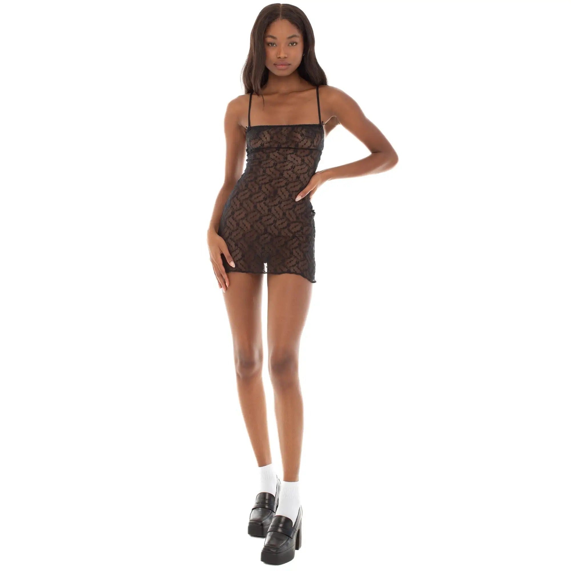Vestido Corto Lencero Encaje Mujer Tirantes