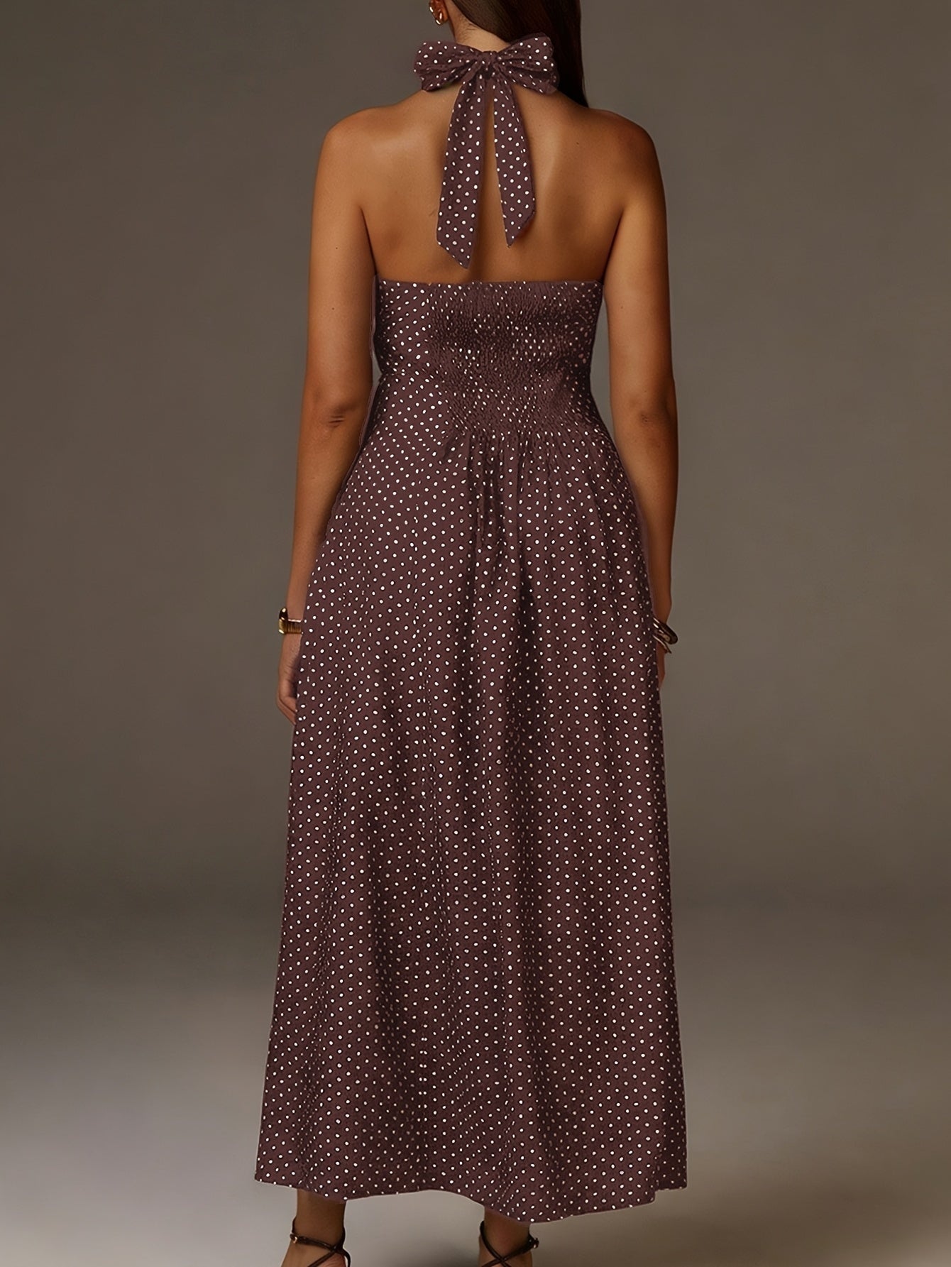 Vestido de Lunares Halter Mujer Escote V