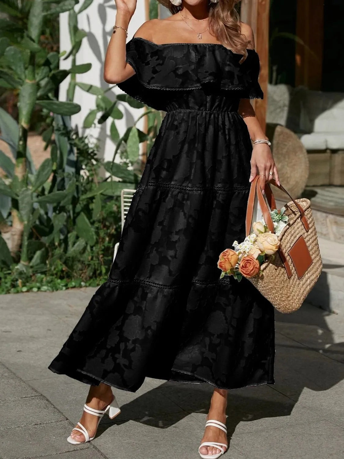 Vestido Largo con Espalda Descubierta Mujer Hombros Descubiertos