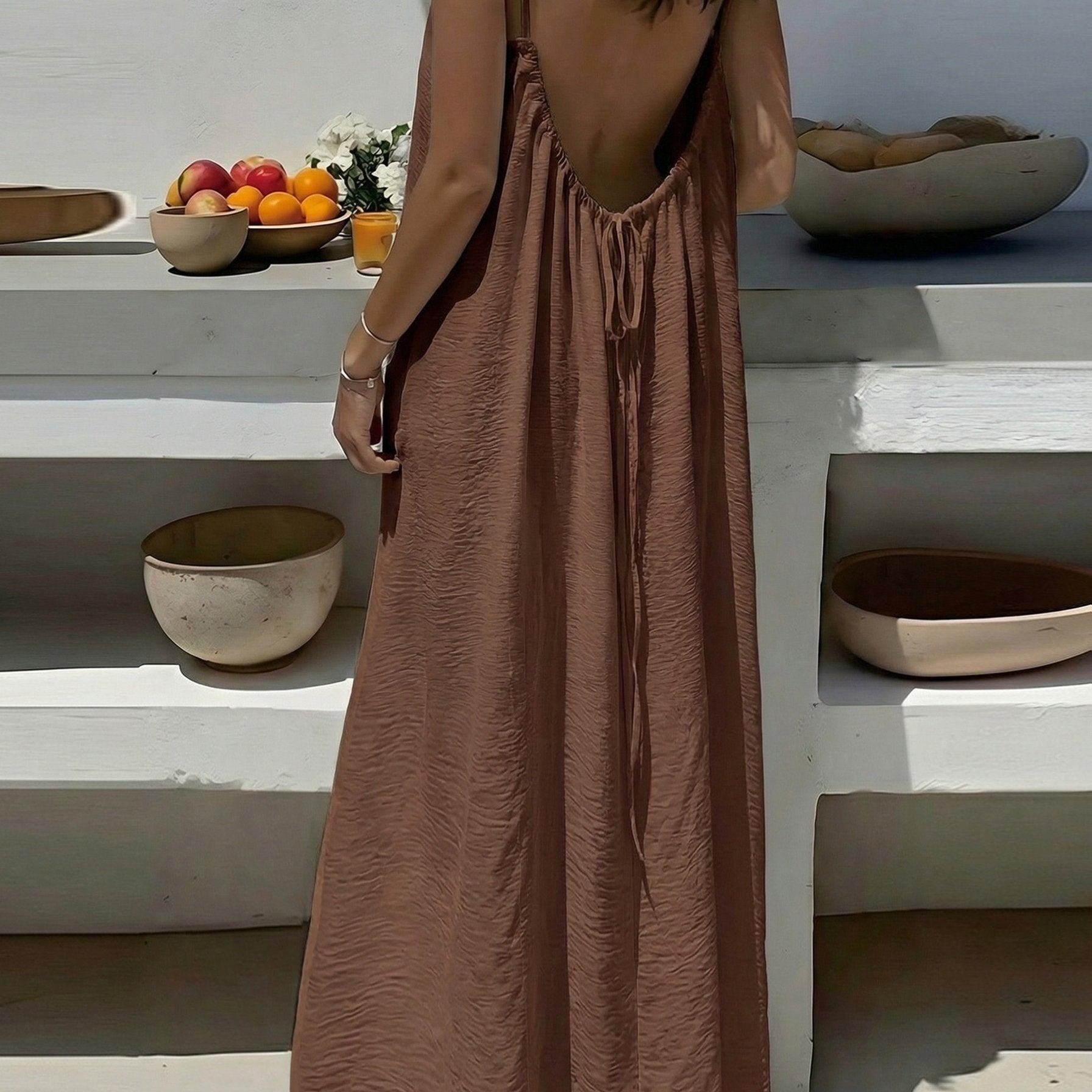Vestido Largo con Espalda Descubierta Mujer Tirantes