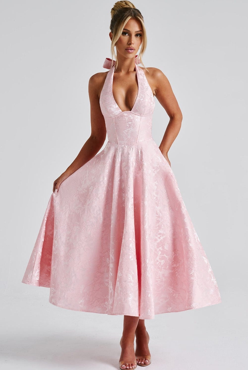 Vestido Largo de Fiesta Halter Mujer Escote Profundo