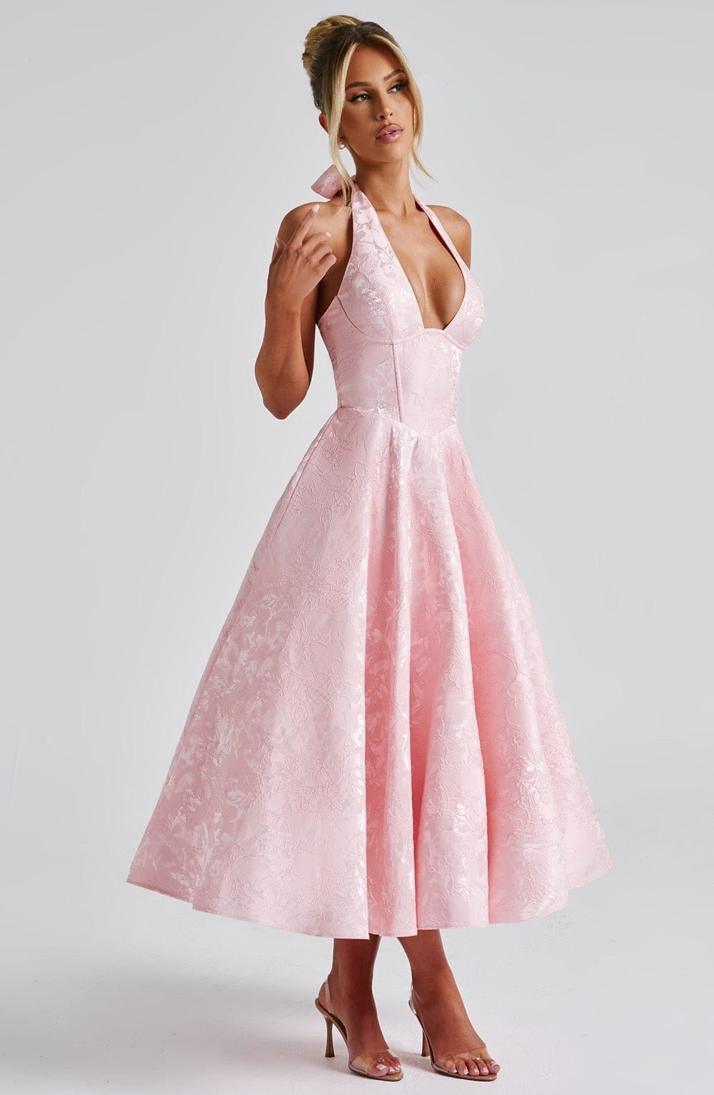 Vestido Largo de Fiesta Halter Mujer Escote Profundo