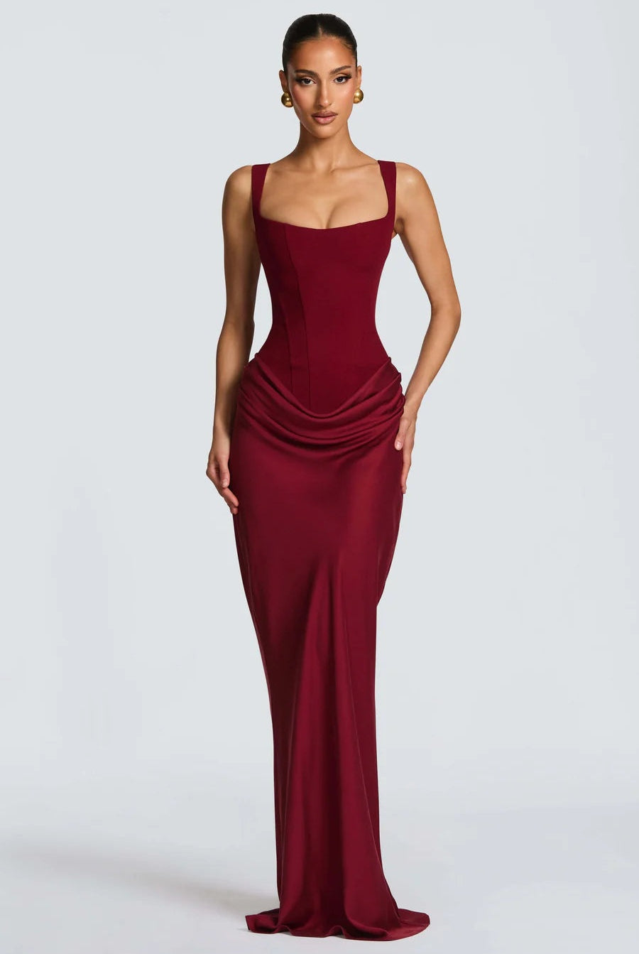 Vestido Largo de Fiesta Mujer Escote Corazón Tirantes