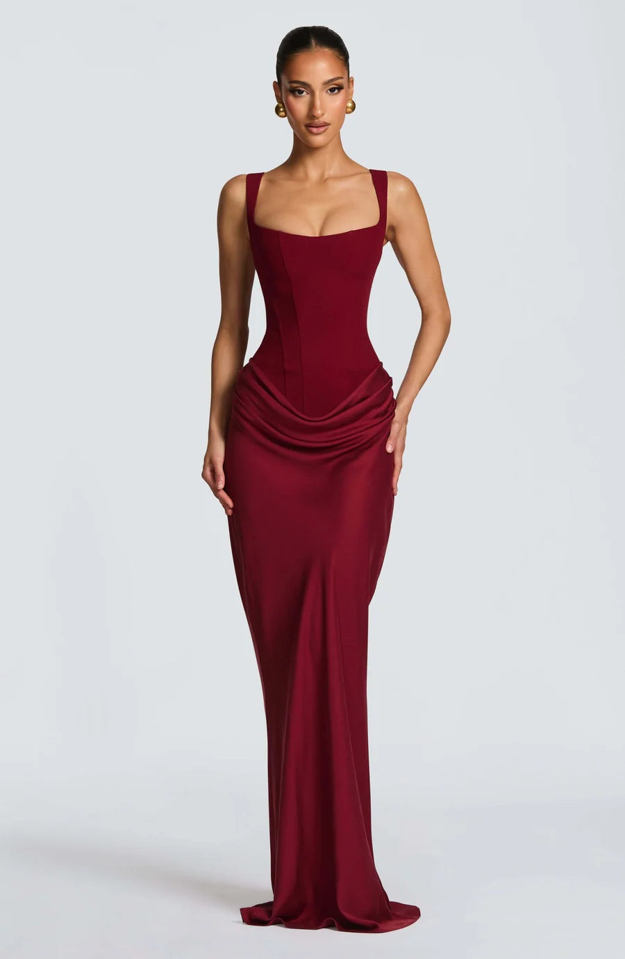 Vestido Largo de Fiesta Mujer Escote Corazón Tirantes