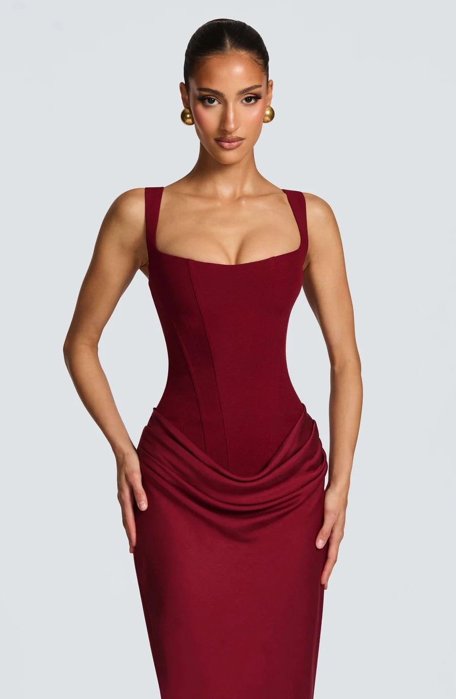 Vestido Largo de Fiesta Mujer Escote Corazón Tirantes
