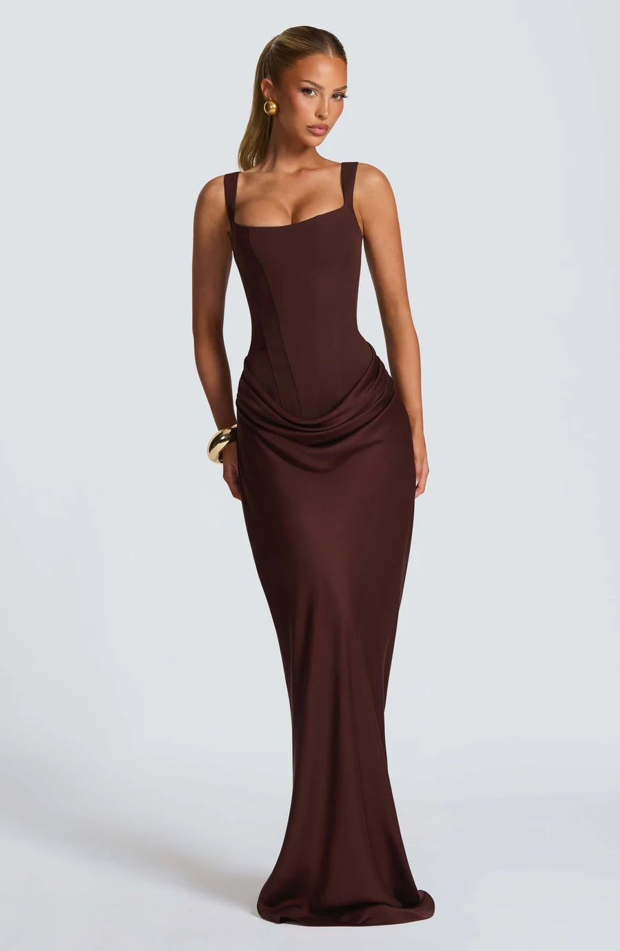 Vestido Largo de Fiesta Mujer Escote Corazón Tirantes