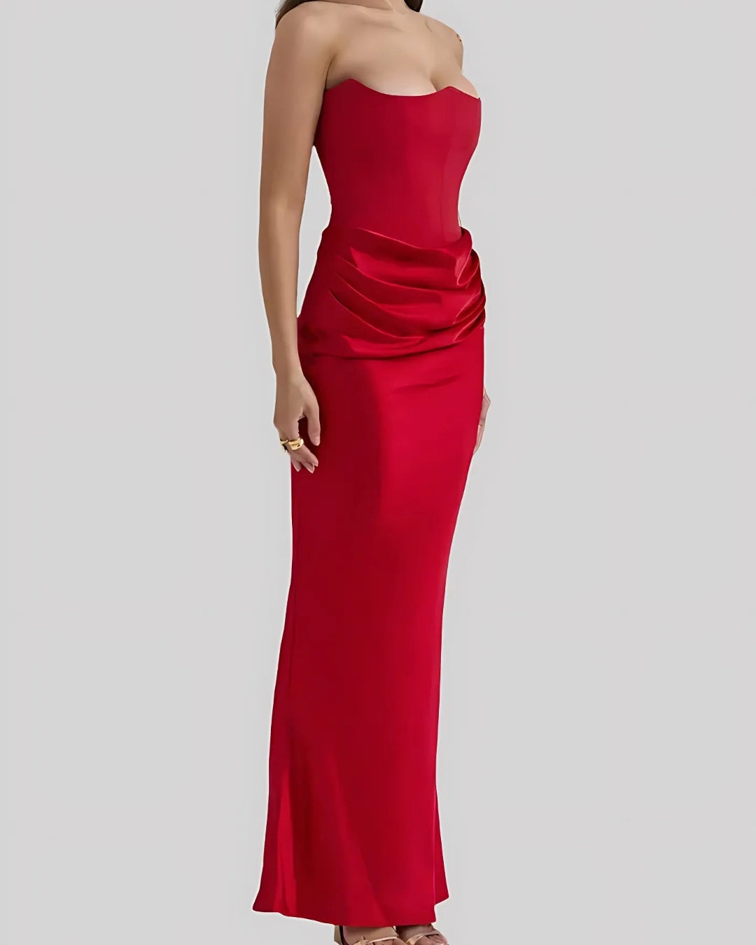Vestido Largo de Fiesta Mujer Palabra de Honor Drapeado