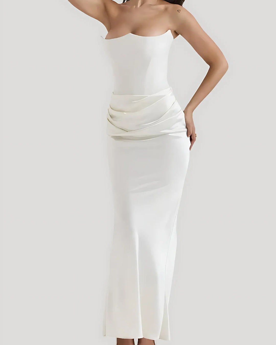 Vestido Largo de Fiesta Mujer Palabra de Honor Drapeado