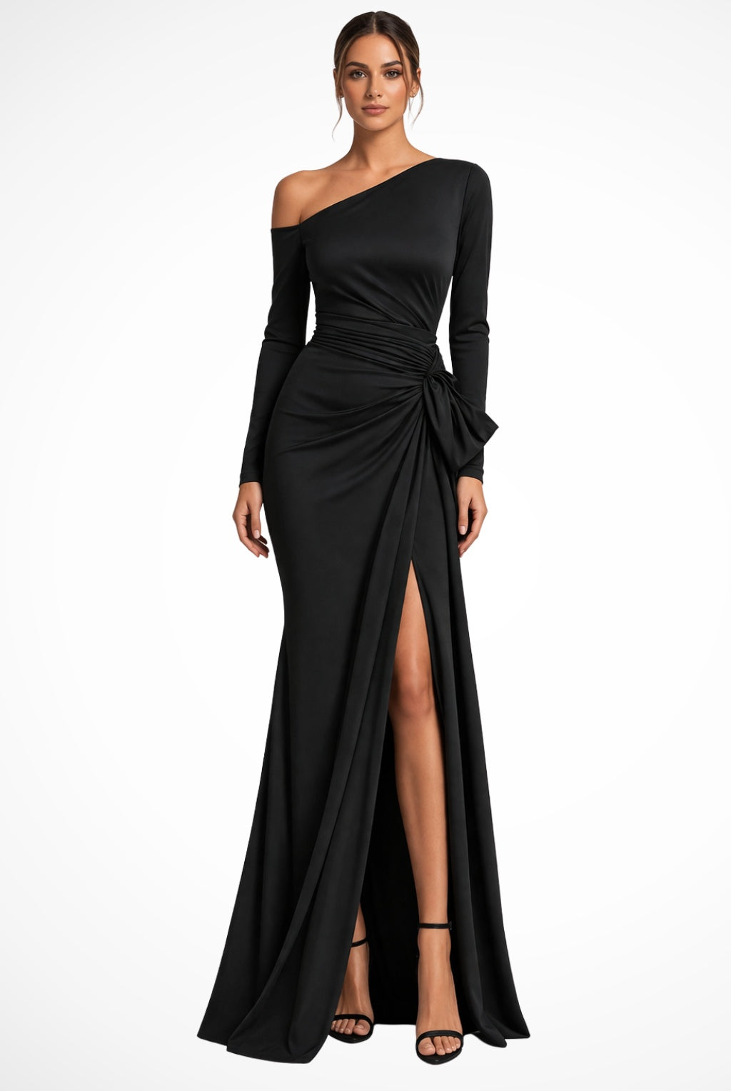 Vestido Largo de Gala de Un Hombro Mujer Abertura Lateral