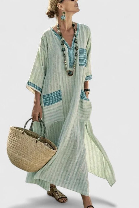 Vestido Largo de Novia Boho Mujer Bordados Étnicos