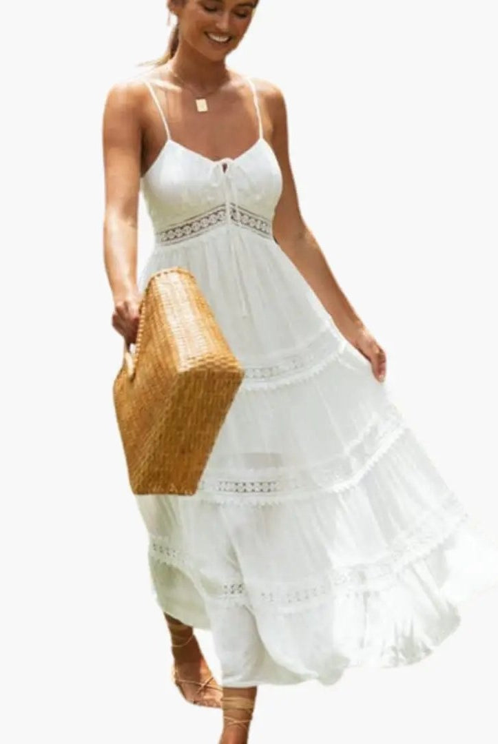 Vestido Largo de Novia Boho Mujer Encaje Tirantes