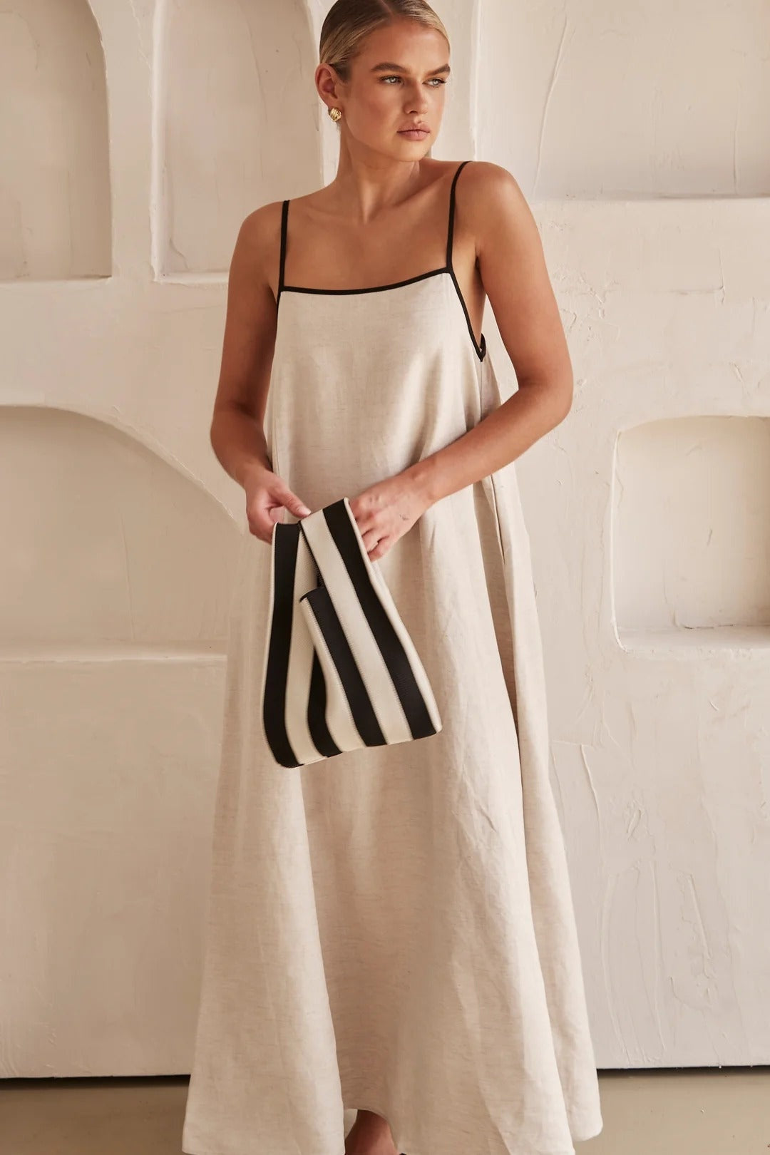 Vestido Lencero Largo de Tirantes Mujer