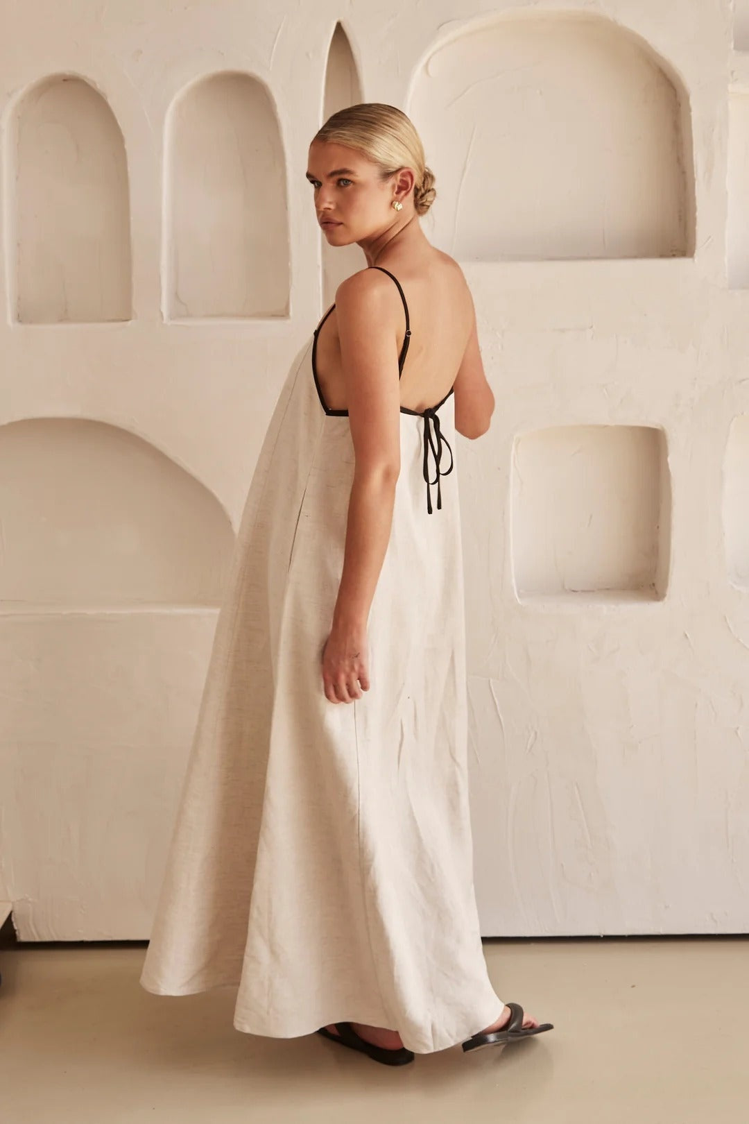 Vestido Lencero Largo de Tirantes Mujer