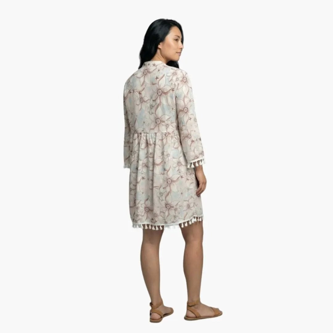 Vestido Midi Camisero Estampado Floral Mujer Manga Larga