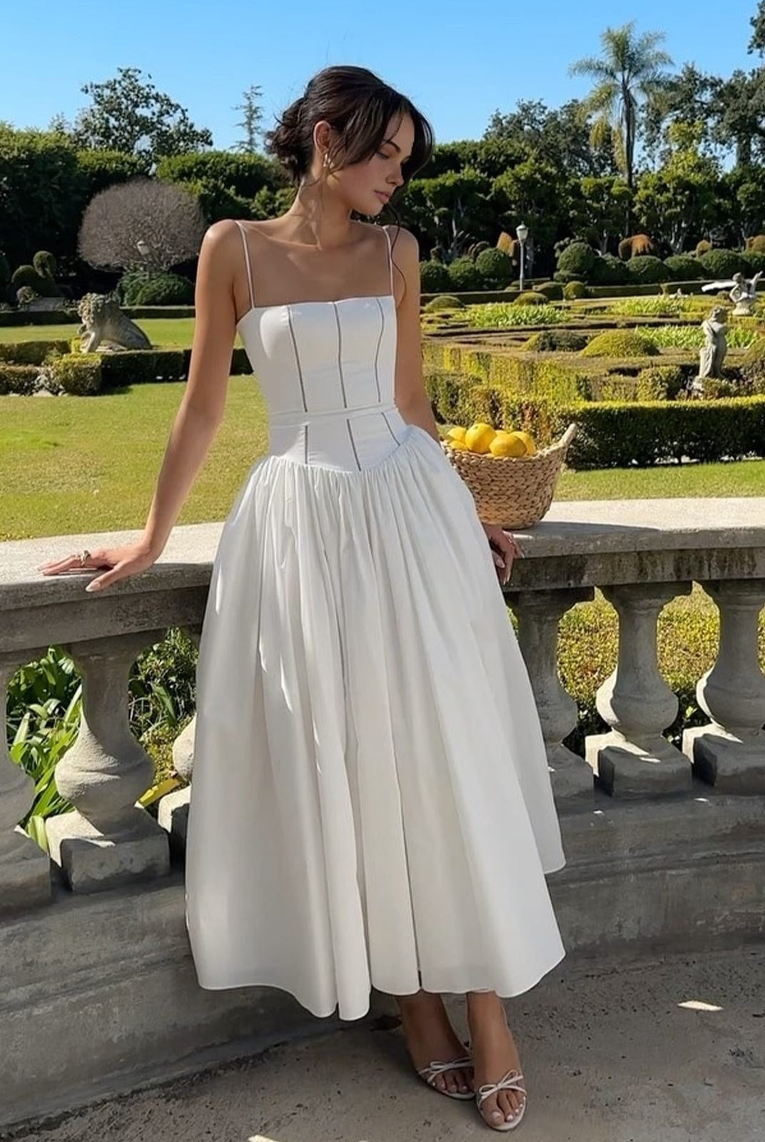 Vestido Midi de Corsé de Invitada Mujer Tirantes