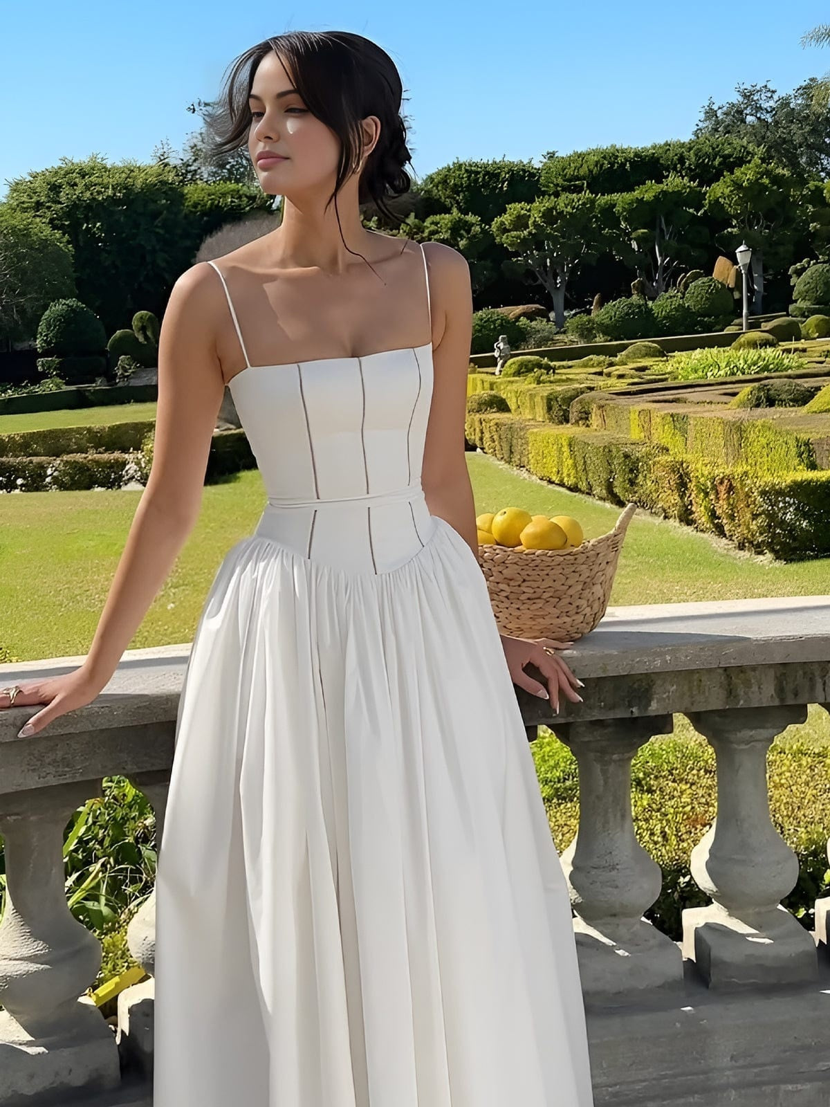 Vestido Midi de Corsé de Invitada Mujer Tirantes