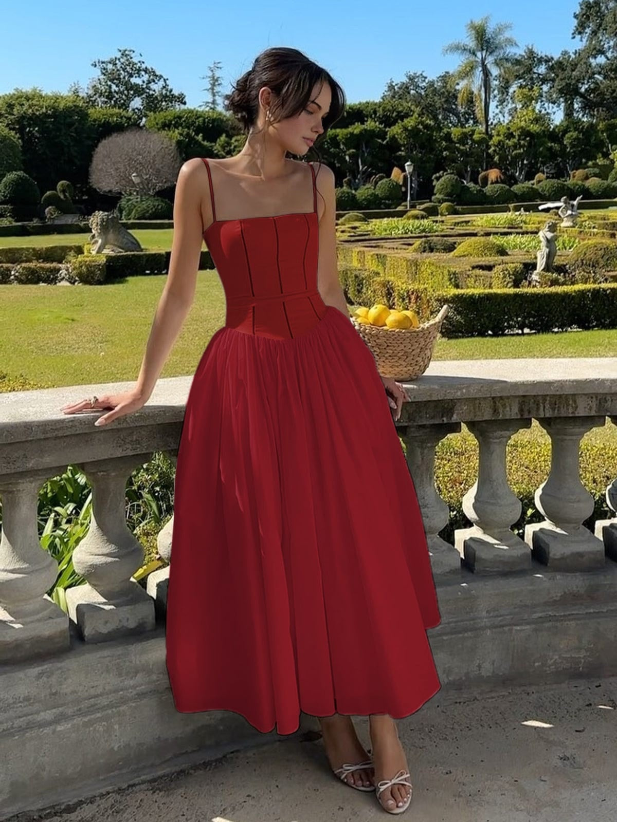 Vestido Midi de Corsé de Invitada Mujer Tirantes