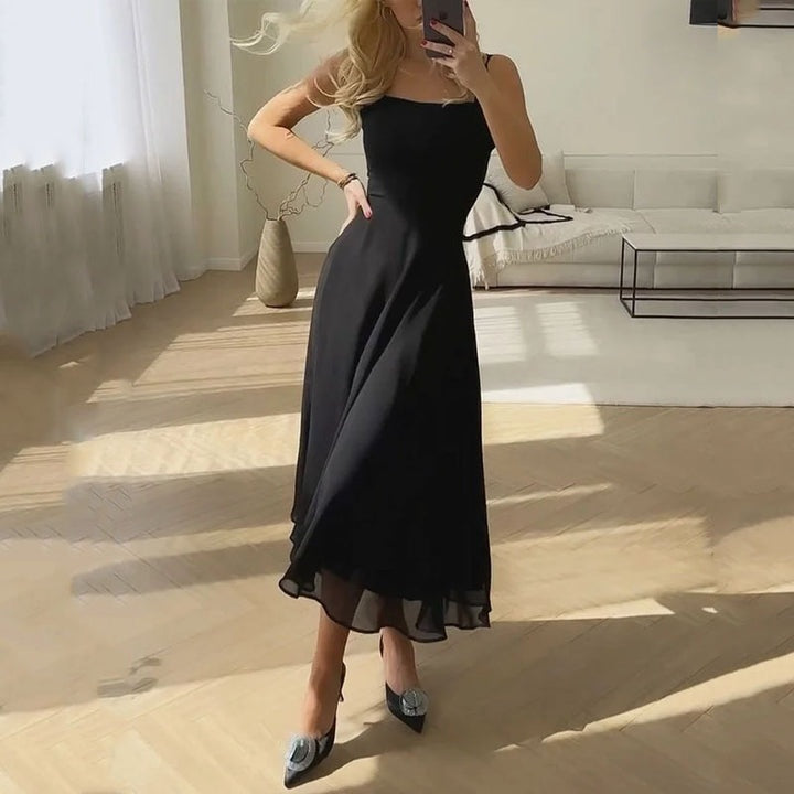 Vestido Midi de Invitada de Boda Mujer Escote Cuadrado