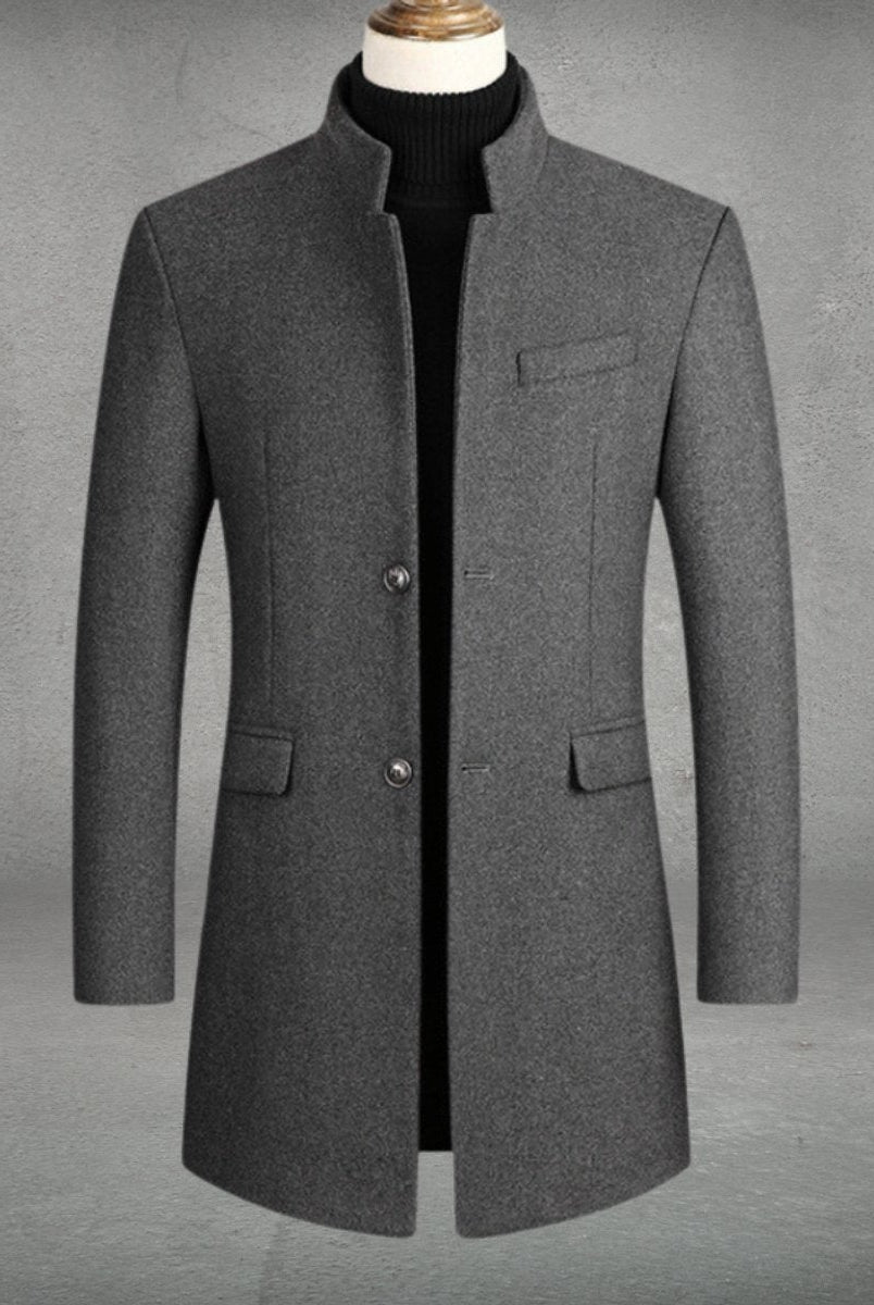 Víctor | Abrigo de Paño Slim Fit Hombre Cuello Mao