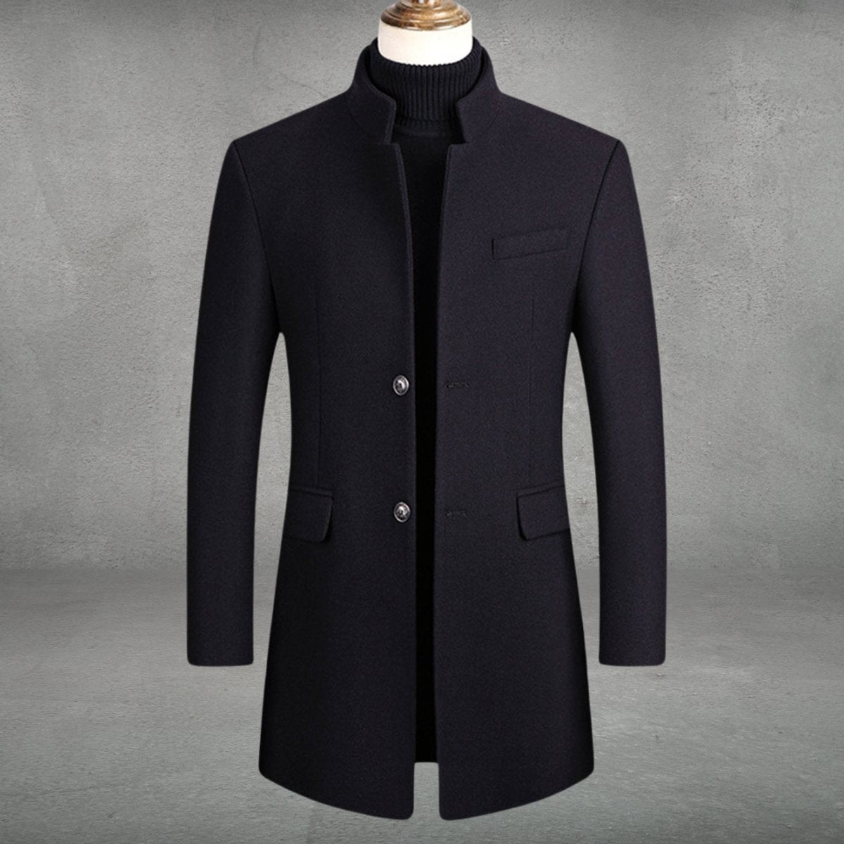 Víctor | Abrigo de Paño Slim Fit Hombre Cuello Mao