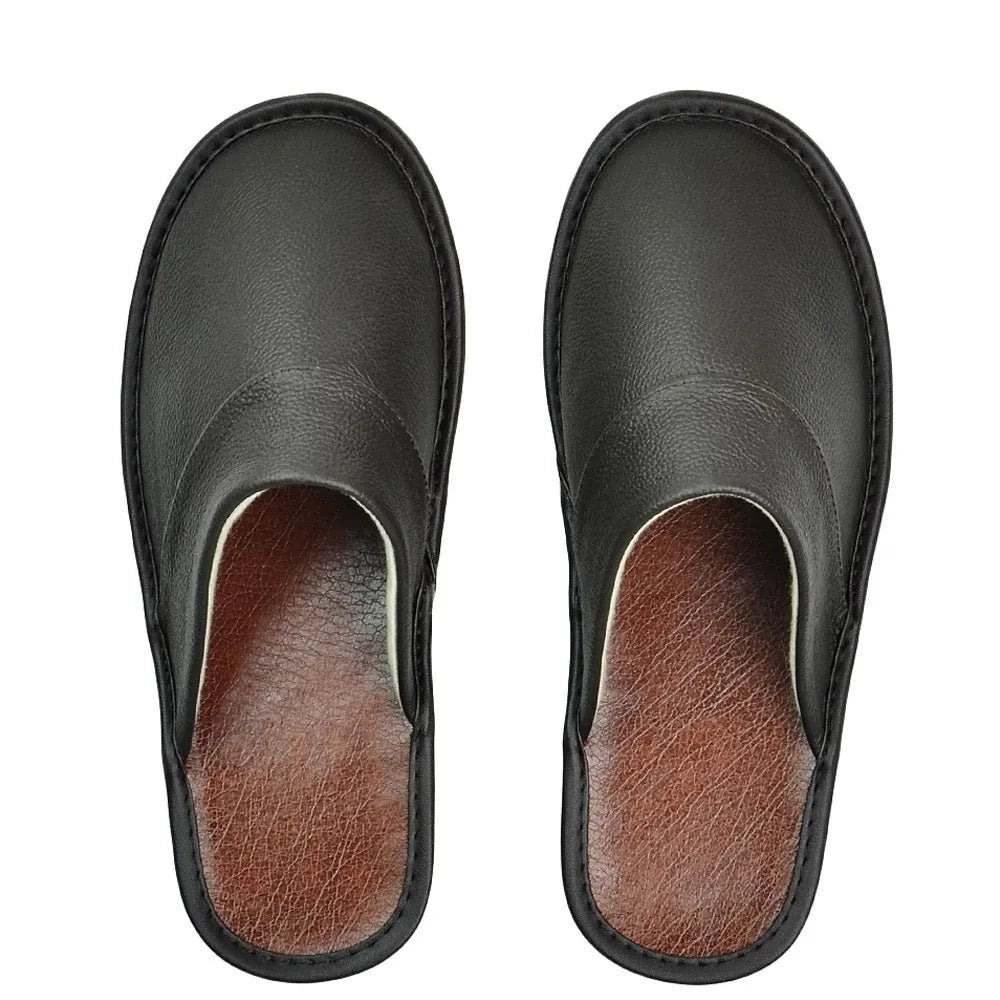 Zapatillas Sin Cordones de Cuero Hombre Casa